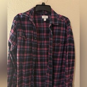 Sonoma Men's Casual Pink and Blue Plaid Shirt